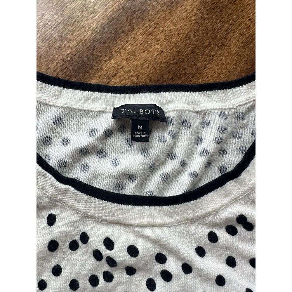 Talbots Womens Sweater Tank white polka dot Black Scoop Neck Chicos US Sz M - Picture 3 of 4